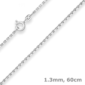 1,3mm Ankerkette diamantiert Silberkette Collier Halskette aus 925 Silber 60cm