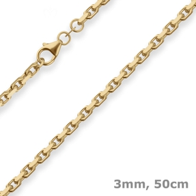 3mm Ankerkette diamantiert Kette Collier Halskette aus 333 Gold Gelbgold 50cm