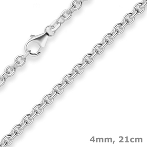 4mm Armband Rund-Ankerkette Silberarmband Armschmuck aus 925 Silber 21cm