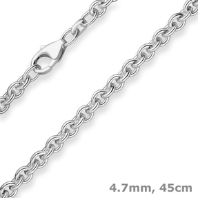 4,7mm Rund-Ankerkette Silberkette Collier Halskette aus 925 Silber 45cm
