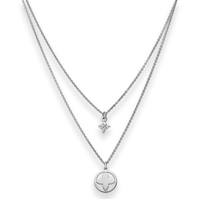 1,1mm Rund-Ankerkette Collier Kleeblatt aus 925 Silber rhodiniert 38cm Zirkonia