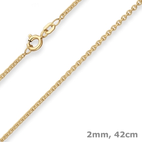 2mm Rund-Ankerkette Goldkette Collier Halskette aus 375 Gold Gelbgold 42cm