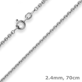 2,4mm Rund-Ankerkette Kette Collier Halskette aus 925 Silber rhodiniert 70cm
