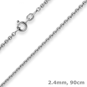 2,4mm Rund-Ankerkette Kette Collier Halskette aus 925 Silber rhodiniert 90cm
