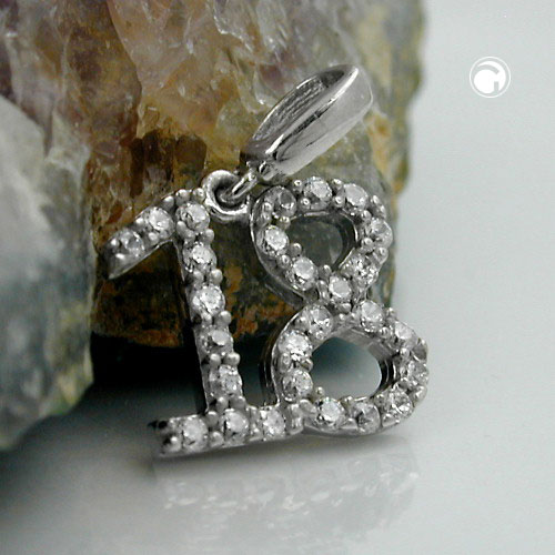 Anhänger Zahl 18 mit Zirkonia 925 Silber