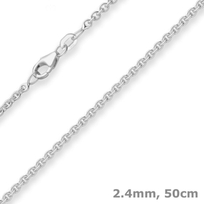 2,4mm Rund-Ankerkette Silberkette Collier Halskette aus 925 Silber 50cm