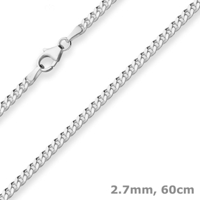 2,7mm Panzerkette Silberkette Collier Halskette aus 925 Silber 60cm