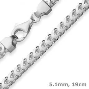 5,1mm Armband Fuchsschwanzkette Silberarmband Armschmuck aus 925 Silber 19cm