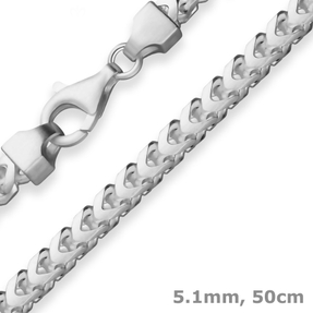 5,1mm Fuchsschwanzkette Silberkette Collier Halskette aus 925 Silber matt 50cm