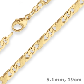 5,1mm Armband Dollarkette Armschmuck aus 333 Gold Gelbgold matt-glänzend 19cm