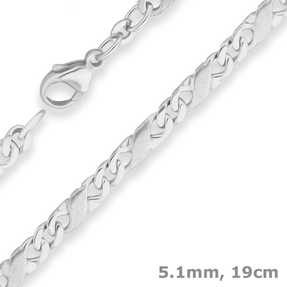 5,1mm Armband Dollarkette Armschmuck aus 925 Silber matt-glänzend 19cm