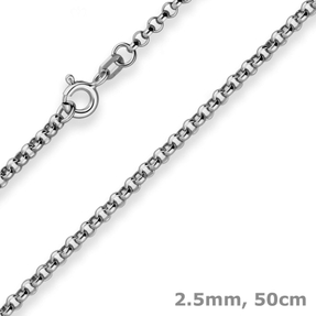 2,5mm Erbskette Silberkette Collier Halskette aus 925 Silber rhodiniert 50cm