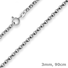 3mm Erbskette Silberkette Collier Halskette aus 925 Silber rhodiniert 90cm