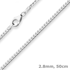 2,8mm Panzerkette oval Silberkette Collier Halskette aus 925 Silber 50cm