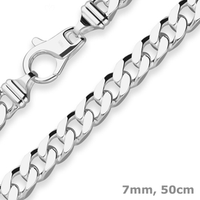 7mm Panzerkette Silberkette Collier Halskette aus 925 Silber 50cm