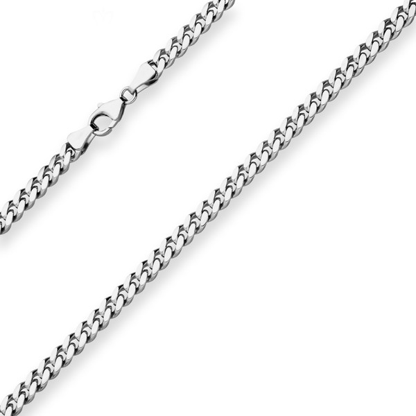 5.3mm Panzerkette oval diamantiert 925 Silber rhodiniert 55cm