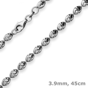 3,9mm Kugelkette Silberkette Collier Halskette aus 925 Silber rhodiniert 45cm