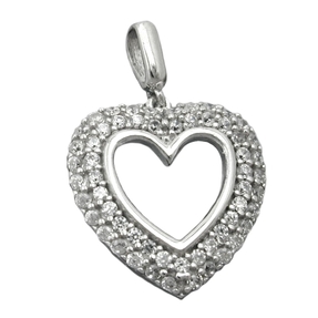 Anhänger Herz 16x15mm mit Zirkonia weiß 925 Sterling Silber rhodiniert Damen