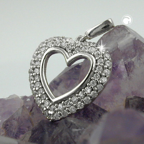 Anhänger Herz 16x15mm Zirkonia 925 Silber