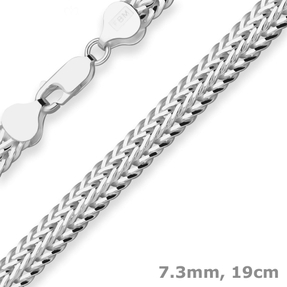 7,3mm Armband Fantasiekette Silberarmband Armschmuck aus 925 Silber 19cm