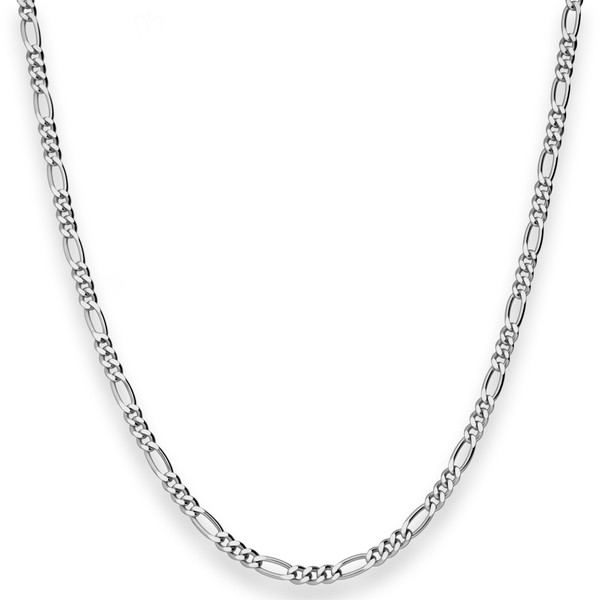 2.8mm Figarokette diamantiert aus 925 Silber rhodiniert 42cm