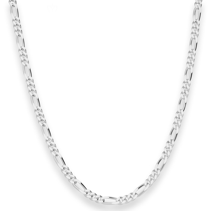 3.4mm Figarokette diamantiert aus 925 Silber 55cm