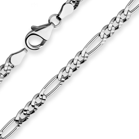 4,5mm Armband Figarokette diamantiert Armschmuck aus 925 Silber rhodiniert 19cm