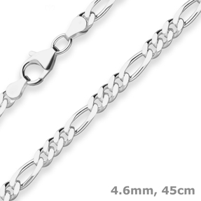 4,6mm Figarokette diamantiert Silberkette Collier Halskette aus 925 Silber 45cm 4,6mm Figarokette diamantiert Silberkette Collier Halskette aus 925 Silber 45cm