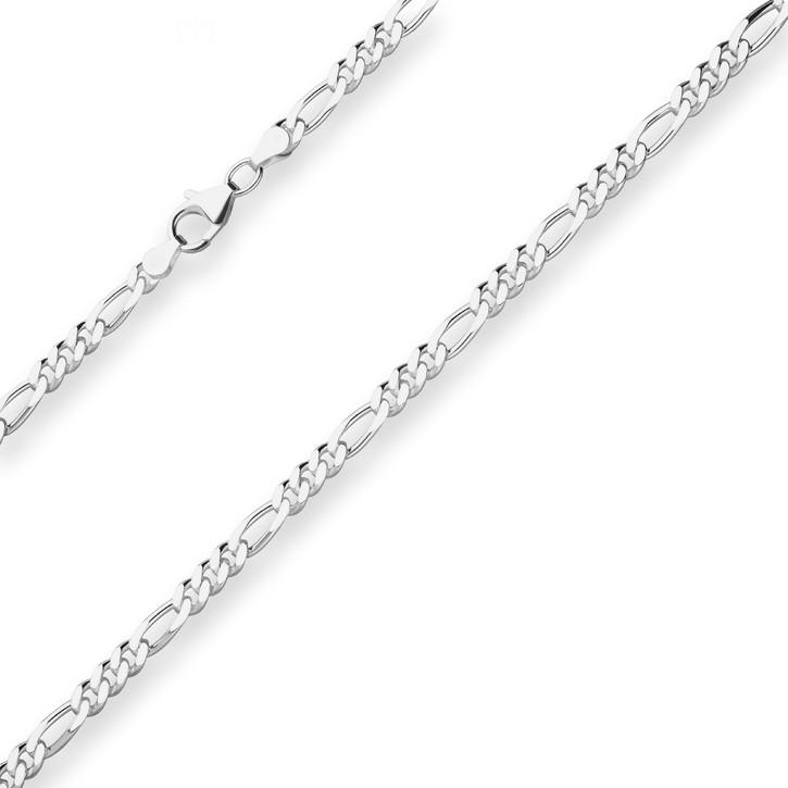 4.6mm Figarokette diamantiert aus 925 Silber 60cm