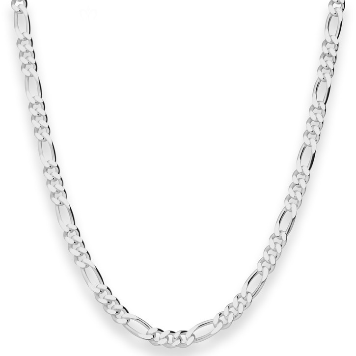 4.6mm Figarokette diamantiert aus 925 Silber 60cm
