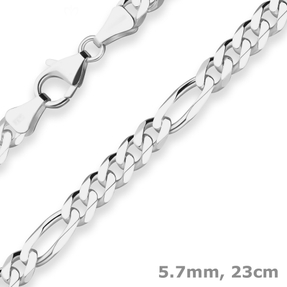 5,7mm Armband Figarokette diamantiert Armschmuck aus 925 Silber 23cm 5,7mm Armband Figarokette diamantiert Armschmuck aus 925 Silber 23cm