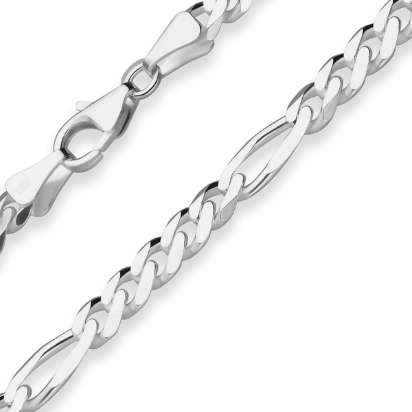 5.7mm Figarokette diamantiert aus 925 Silber 50cm