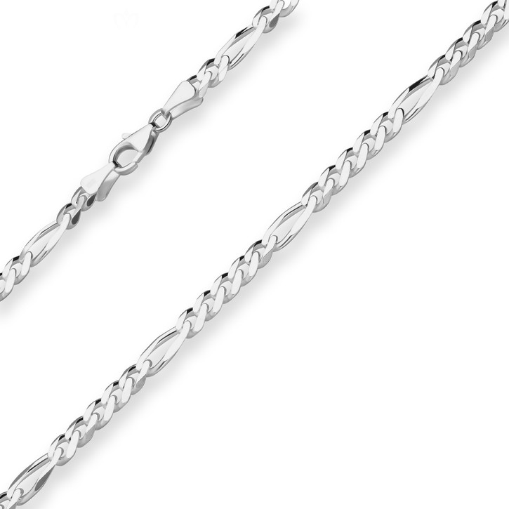 5.7mm Figarokette diamantiert aus 925 Silber 60cm