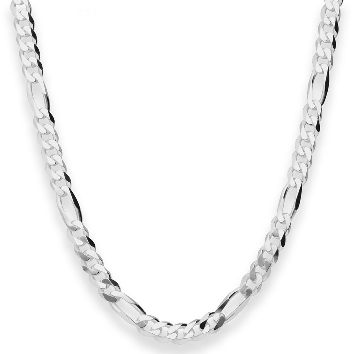 5.7mm Figarokette diamantiert aus 925 Silber 60cm