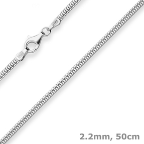 2,2mm Schlangenkette oval Silberkette Collier Halskette aus 925 Silber 50cm