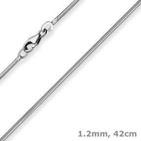 1,2mm Schlangenkette diamantiert Kette Collier aus 925 Silber rhodiniert 42cm