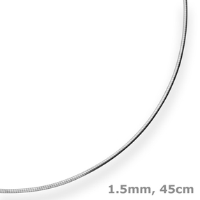 1,5mm Halsreif Halskette aus 925 Silber rhodiniert 45cm