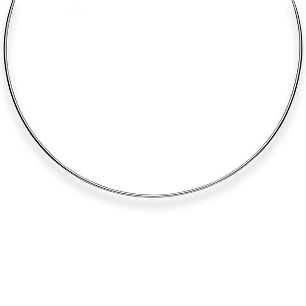 1.5mm Halsreif Tondakette aus 925 Silber rhodiniert 45cm