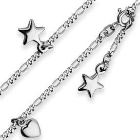 2,2mm Figarokette diamantiert Kette Fusskette aus 925 Silber rhodiniert 25cm 2,2mm Figarokette diamantiert Kette Fusskette aus 925 Silber rhodiniert 25cm
