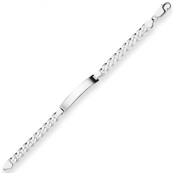 7.5mm Id-Armband Panzerkette Schildband aus 925 Silber 21cm