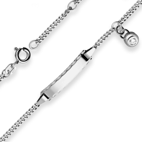 2,1mm Id-Armband Panzerkette Armschmuck aus 925 Silber rhodiniert 16cm Zirkonia