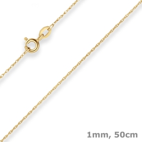 1mm Doppelankerkette Goldkette Collier Halskette aus 333 Gold Gelbgold 50cm