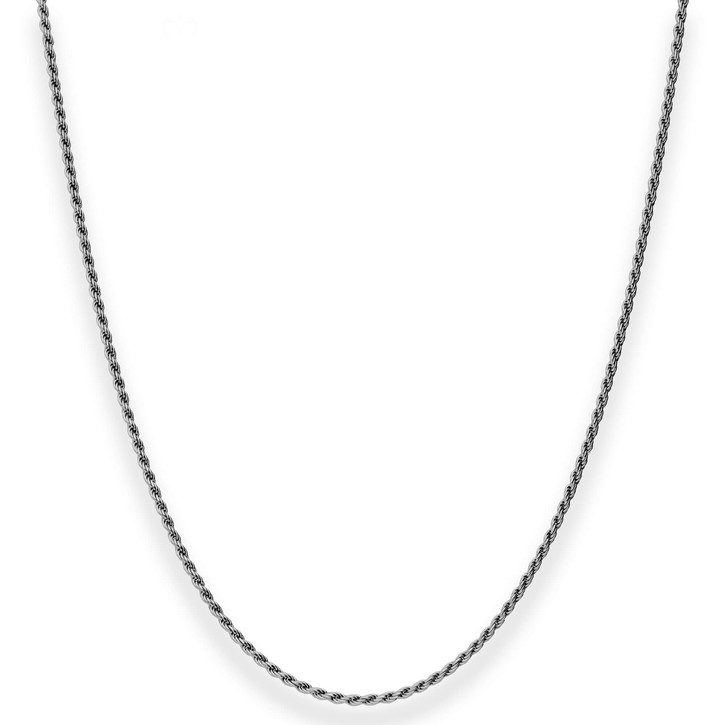 1.5mm Kordelkette massiv aus 925 Silber rhodiniert 80cm
