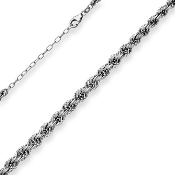 Kordelkette im Verlauf aus 925 Silber rhodiniert 45cm