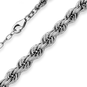 Kordelkette im Verlauf Kette Collier Halskette aus 925 Silber rhodiniert 50cm