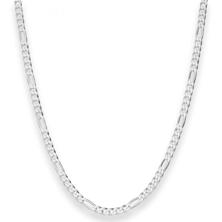 3.4mm Figarokette diamantiert aus 925 Silber 55cm