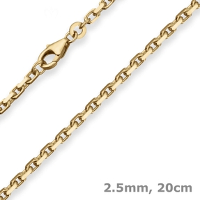 2,5mm Armband Ankerkette diamantiert Armschmuck aus 585 Gold Gelbgold 20cm