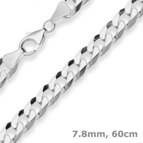 7,8mm Panzerkette Silberkette Collier Halskette aus 925 Silber 60cm