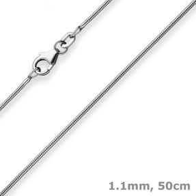 1,1mm Schlangenkette Kette Collier Halskette aus 925 Silber rhodiniert 50cm