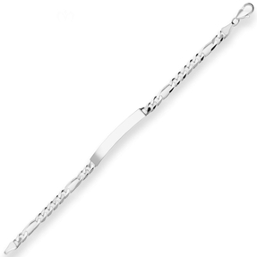 5,9mm Id-Armband Figarokette diamantiert Armschmuck aus 925 Silber 21cm